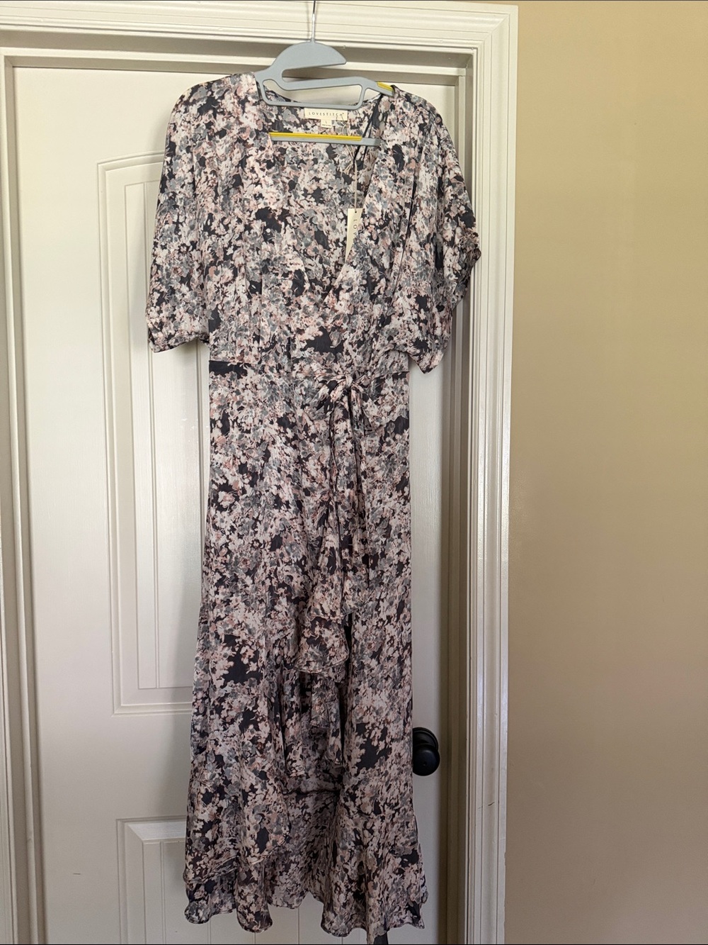 lovestitch Floral Maxi Dress in Blush Pink and Black